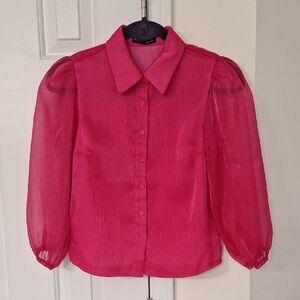Vibrant Pink Sheer Blouse